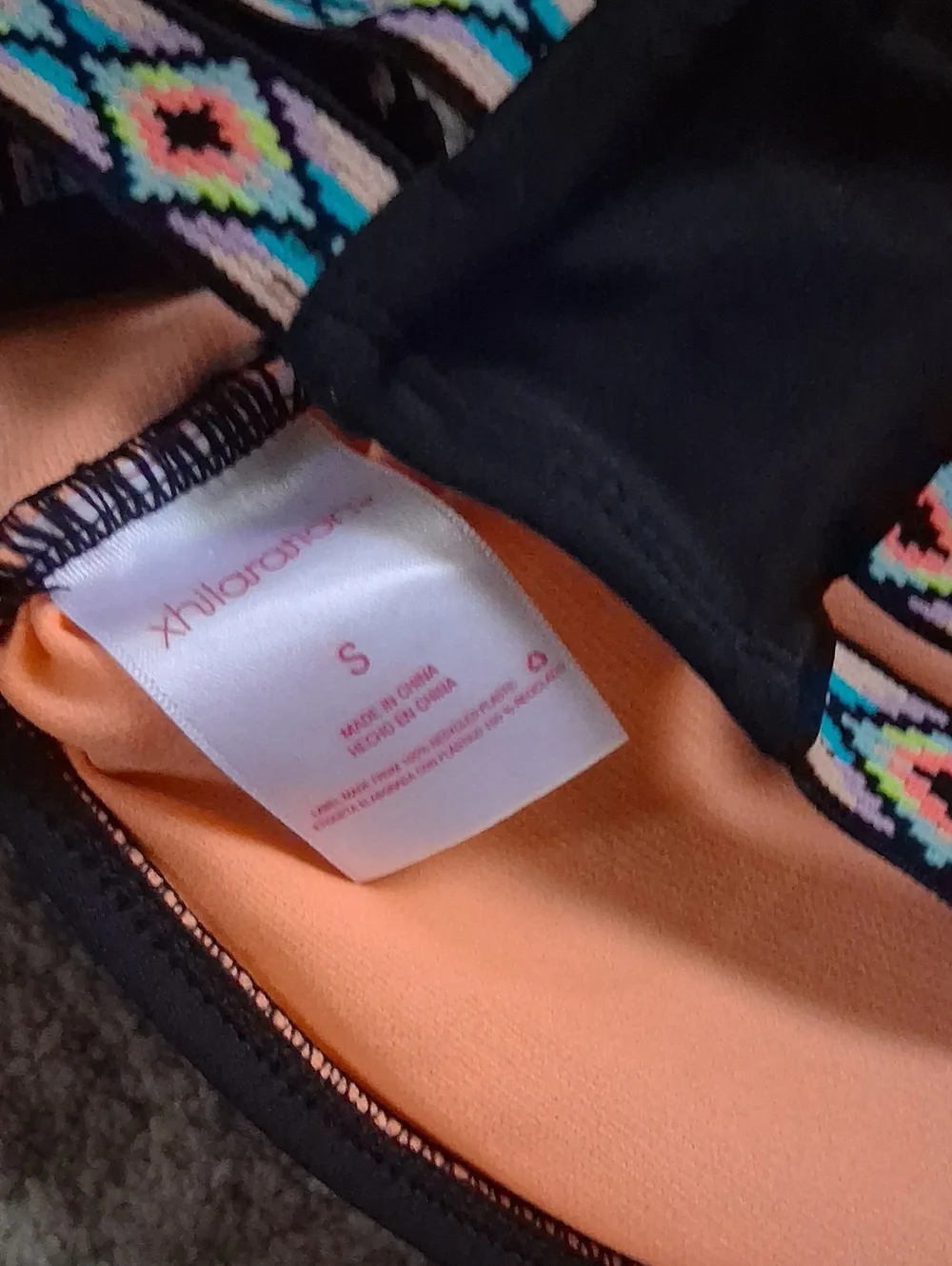 🎉2/$13 Xhilaration Black & Peach Two-Piece Bikini with Aztec Accent